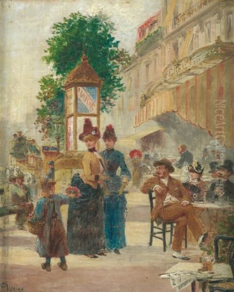Elegantes Dans La Rue Oil Painting by Paul Vogler