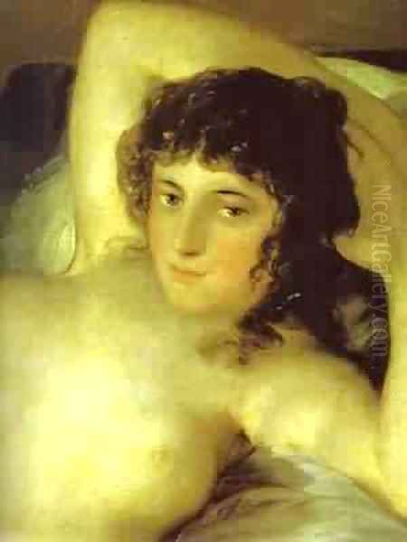 The Nude Maja (La Maja Desnuda) Detail 1799-1800 Oil Painting by Francisco De Goya y Lucientes