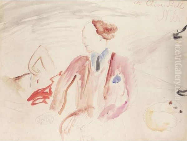 Isadora Duncan And Clive Bell Oil Painting by Nils Von Dardel