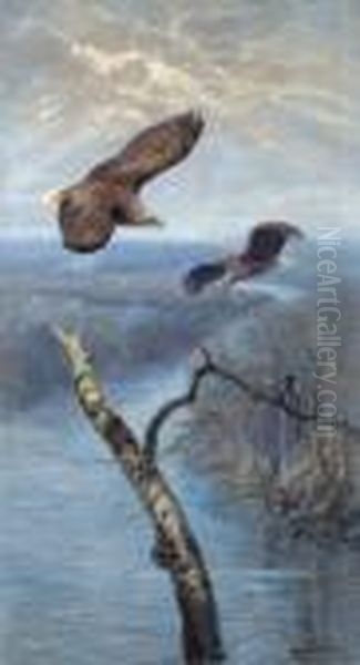 Adler Im Flug Oil Painting by Carl Ritter Von Dombrowski