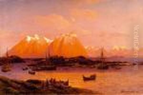 Vue Des Lofoten Oil Painting by Themistocles Von Eckenbrecher