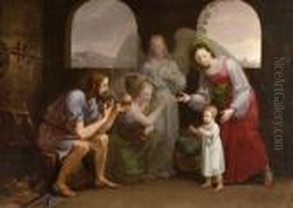 Das Christuskind Lernt
 Laufen: Oil Painting by Josef Von Fuhrich