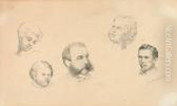 Portraitstudien Oil Painting by Friedrich August von Kaulbach
