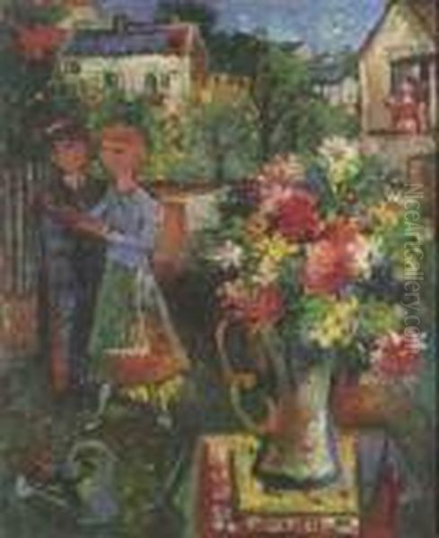 Paar Im Garten Oil Painting by Charles Walch