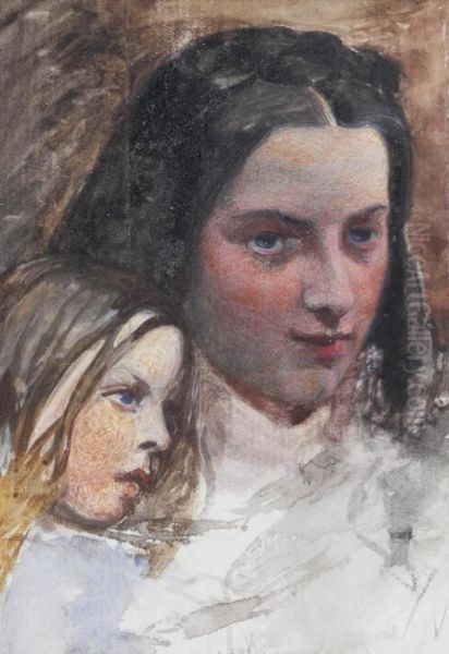 Mother And Child Oil Painting by Frederick Walker