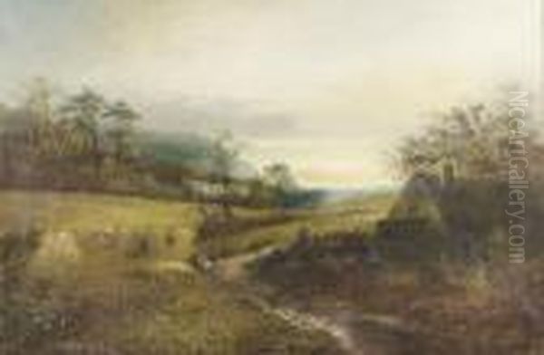 Sommerliche Heidelandschaft. Oil Painting by James Wallace