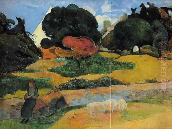 The Swineherd Oil Painting by Paul Gauguin