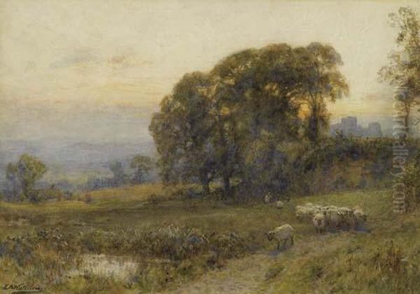 Changing Pastures At Evening. Oil Painting by Ernest Albert Waterlow