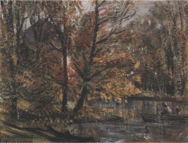 Boating In Autumn Oil Painting by Homer Ransford Watson