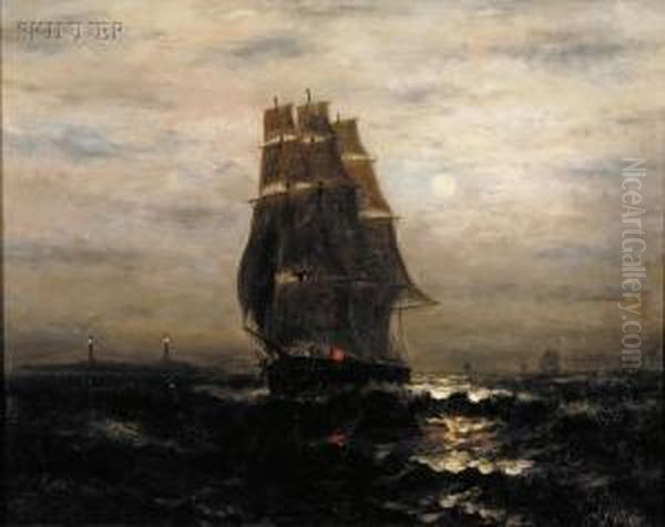 Off Thacher Island Twin Lights, Cape Ann Oil Painting by Wesley Webber