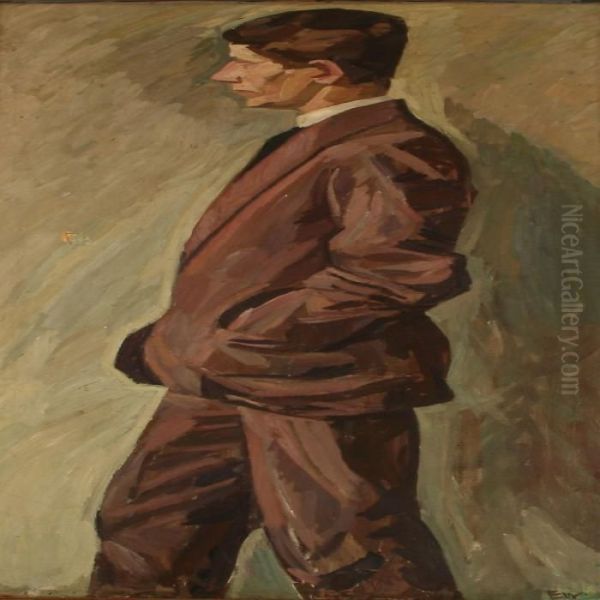 Portrait Of The Painter Mogens Lorentzen Oil Painting by Edvard Weie