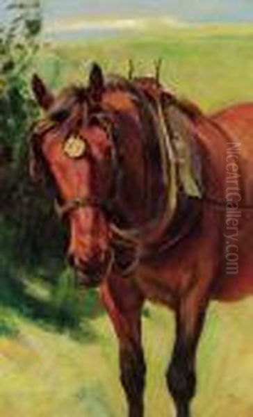 A Shire Horse Oil Painting by Rowland Wheelwright