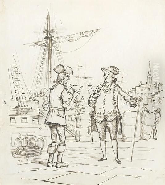 Deliveries Of Rothmans At Pall 
Mall; Loadingsupplies Onto A Clipper; Victorian Values; Caught In The 
Act;mechanised Smokings Oil Painting by Rex John Whistler