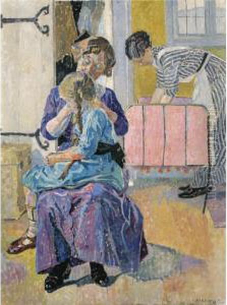 Morgontoilette (morning Dress) Oil Painting by Carl Wilhelm Wilhelmson