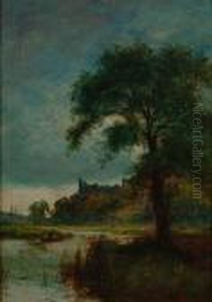 'evening Fishing' And 'fishing On A River'' Oil Painting by Arthur Reginald Willett