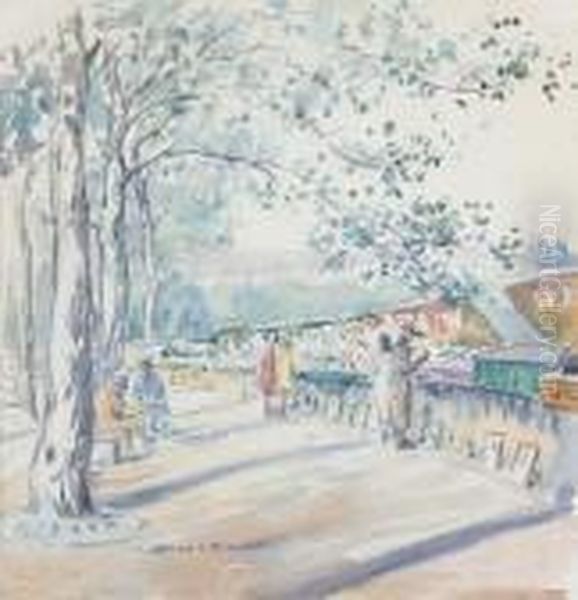 Paris Les Bouquinistes And Verso, The Cottage Oil Painting by Dora Lynnell Wilson