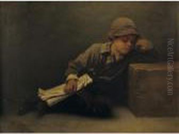 One Paper Left Oil Painting by Karl Witkowski