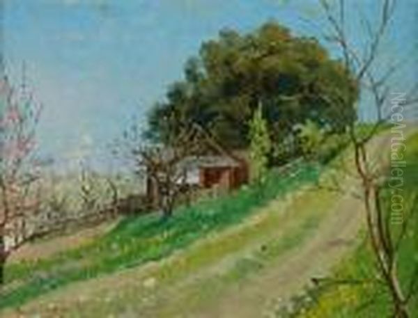 American, 1859- Santa Clara Valley,california Oil Painting by Theodore Wores