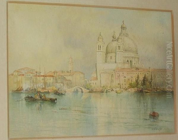 Santa Maria Della Salute From The Grand Canal Oil Painting by Richard Henry Wright