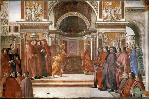 Angel Appearing To Zacharias Oil Painting by Ghirlandaio Domenico
