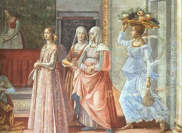 12, Birth of St John the Baptist (detail 3) Oil Painting by Ghirlandaio Domenico