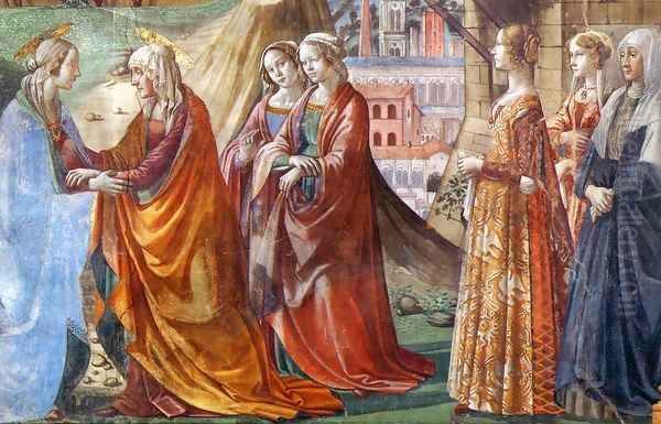 Visitation (detail) Oil Painting by Domenico Ghirlandaio