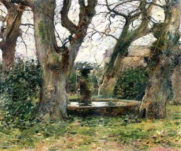 Italian Landscape with a Fountain 1891 Oil Painting by Sanford Robinson Gifford