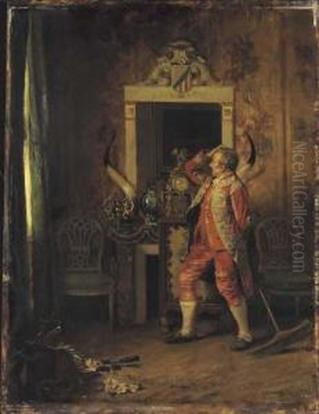 A Momentary Diversion Oil Painting by Eduardo Zamacois y Zabala