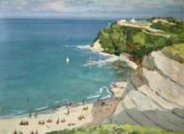 Galata Cape With The Beach Oil Painting by Mario Zhekov