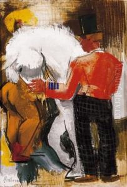Circus Oil Painting by Vilmos Aba-Novak