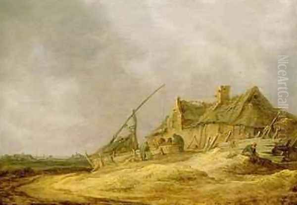 Farmstead Oil Painting by Jan van Goyen