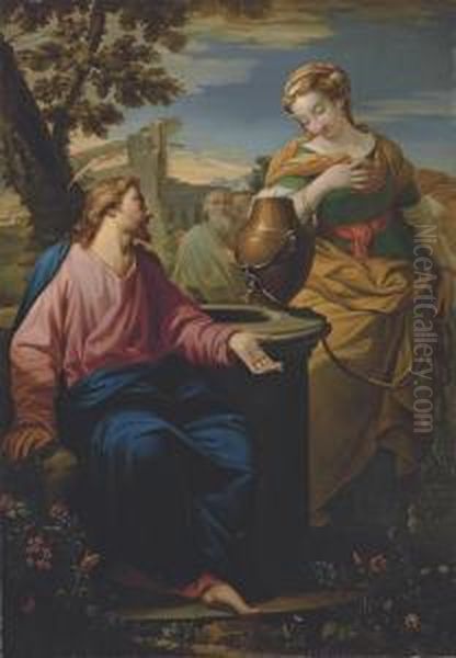 Christ And The Woman Of Samaria Oil Painting by Francesco Albani
