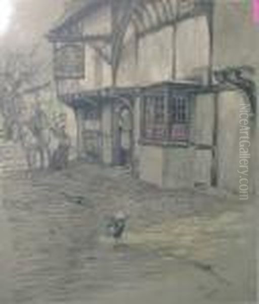 'old Inns Of England-the Bell In
 Waltham And Four Others', Lithographs, Approximately 38.5cm X 33cm Oil Painting by Cecil Charles Aldin