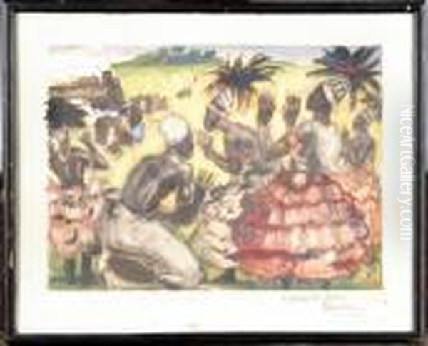 Train Au Congo. Oil Painting by Fernand Allard L'Olivier