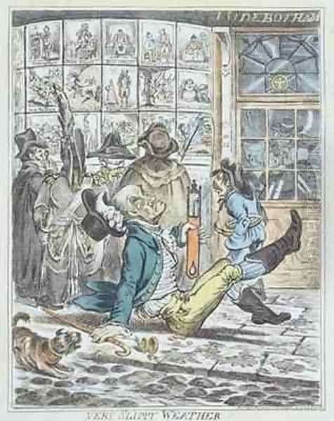 Very Slippy Weather Oil Painting by James Gillray