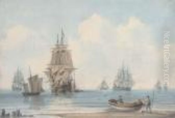 A Calm Day In The Anchorage Oil Painting by William Anderson