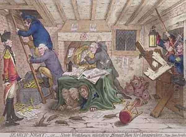 Search Night or The State Watchmen Mistaking Honest men for Conspirators Oil Painting by James Gillray
