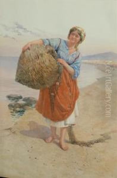 Carrying The Nets Oil Painting by Filippo Anivitti