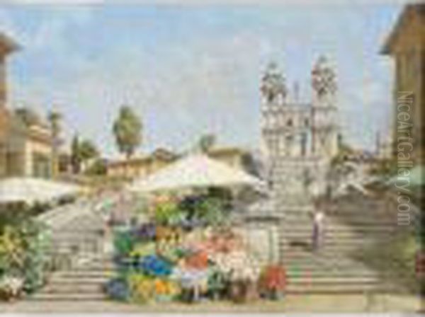 Piazza Di Spagna Oil Painting by Filippo Anivitti