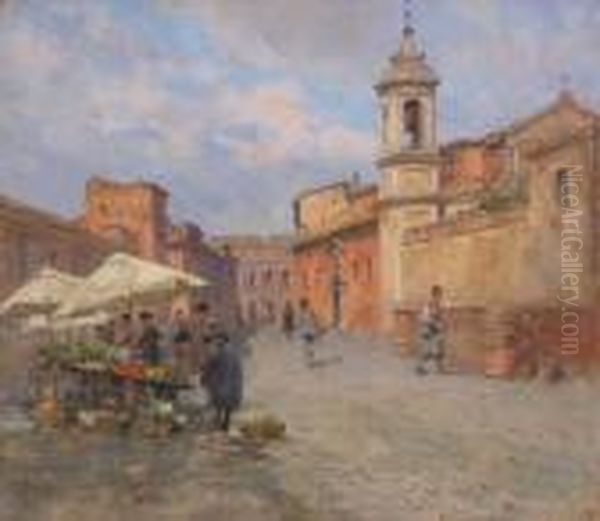 La Piazza Del Paese Oil Painting by Filippo Anivitti