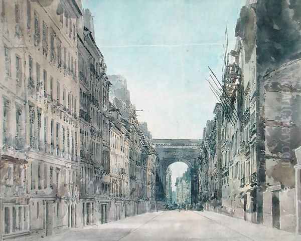 Rue and Porte St Denis Paris Oil Painting by Thomas Girtin