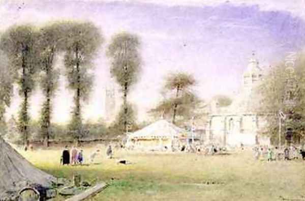 Glastonbury Fair Oil Painting by Albert Goodwin