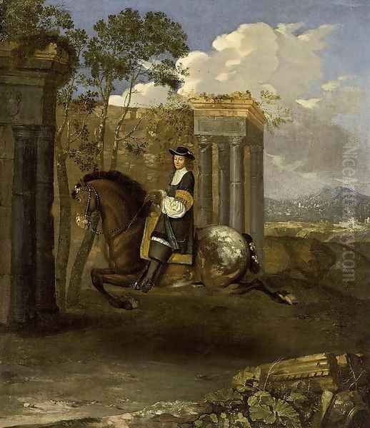 Equestrian Portrait of a Gentleman Oil Painting by Barent Graat