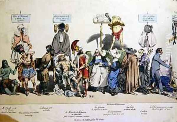 French Society Oil Painting by Jean-Jacques Grandville