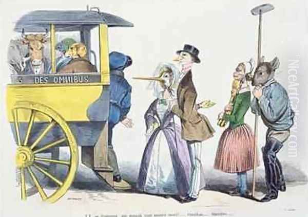 What do you mean these people are going to get on as well Oil Painting by Jean-Jacques Grandville