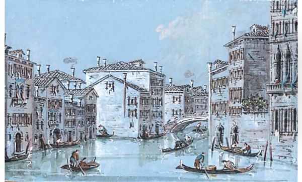 View of the canal by Ca'Foscari, Venice Oil Painting by Giacomo Guardi