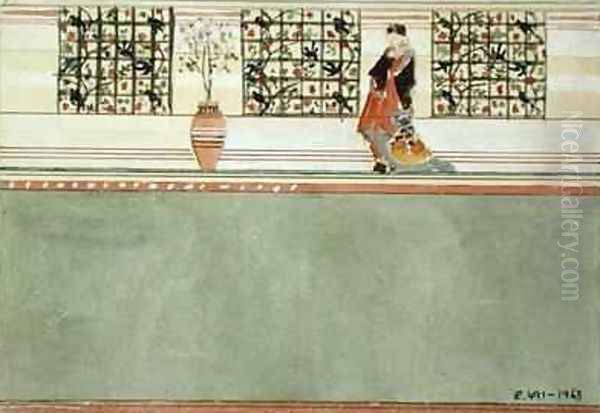 Anglo Japanese Wall Design Oil Painting by Edward William Godwin