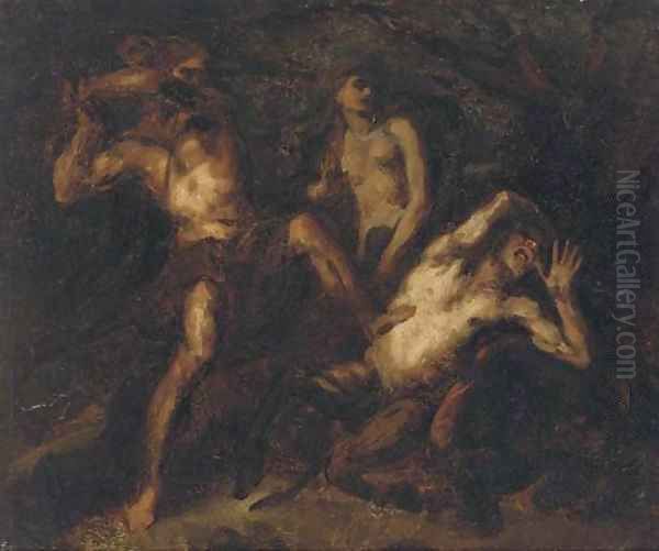 Two satyrs in combat Oil Painting by Luca Giordano