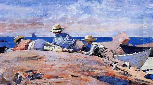 Three Boys on the Shore Oil Painting by Winslow Homer