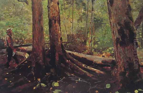 Woodchopper in the Adirondacks Oil Painting by Winslow Homer